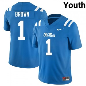 A.J. Brown #1 Rebels Jersey | Iconic Powder Blue College Football Youth Stitched 31625762