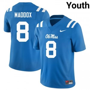 #8 AJ Maddox Ole Miss Rebels Powder Blue Jersey | Authentic Stitched Youth Player Football Gear 78555101