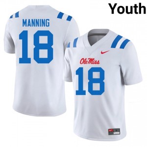 White Archie Manning #18 UM Rebels Jersey | Youth High School Football Fresh Embroidery 53212369