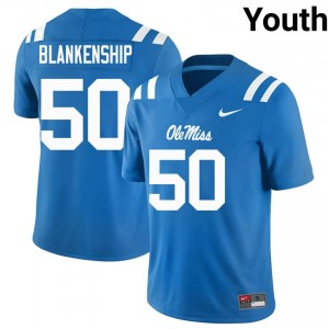 Caleb Blankenship #50 Ole Miss Rebels Jersey | Iconic Powder Blue College Football Youth Stitched 55237520