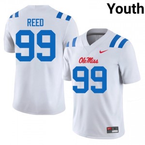 White Carmelow Reed #99 UM Rebels Jersey | Youth High School Football Fresh Embroidery 74853214