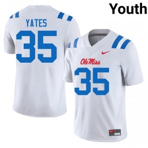 Durable Damarius Yates #35 Ole Miss White Jersey | Youth University Football Embroidery Fan Gear 68887043