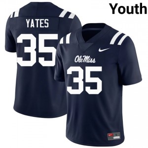 Mississippi Rebels Damarius Yates #35 Navy Jersey | Essential Swen NCAA Football Youth Apparel 13224423