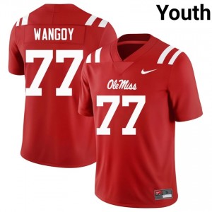 Red Enoch Wangoy #77 Ole Miss Rebels Jersey | Youth High School Football Moisture Wicking Stitch 70510913