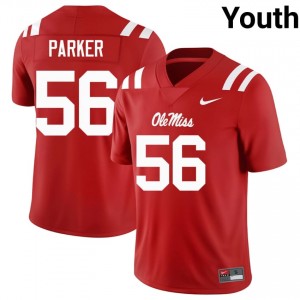 #56 Hayden Parker Miss Rebels Red Jersey | Alumni Stitch Youth Player Football Gear 82502509