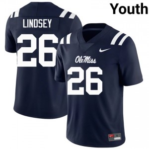 Ole Miss JT Lindsey #26 Navy Jersey | Essential Swen NCAA Football Youth Apparel 17243319