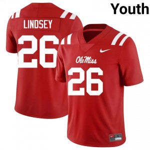 Red JT Lindsey #26 Miss Rebels Jersey | Youth High School Football Moisture Wicking Stitch 41995000