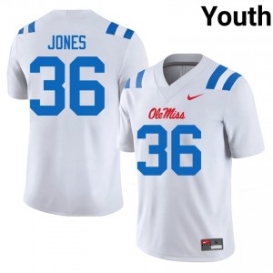 White Ja'Michael Jones #36 Ole Miss Jersey | Youth High School Football Fresh Embroidery 17762441