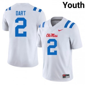 Ole Miss Jaxson Dart #2 White Jersey | Premium Embroidery NCAA Football Youth Apparel 79366836