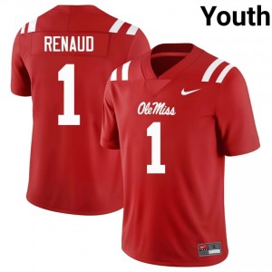 Jordan Renaud #1 Ole Miss Rebels Jersey | Gameday Red College Football Youth Stitch 75866762