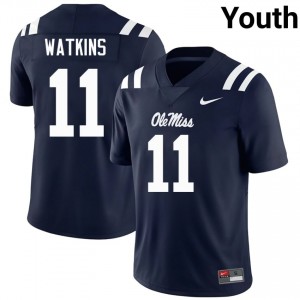 #11 Jordan Watkins Ole Miss Navy Jersey | Classic Swen Youth Player Football Gear 58304695