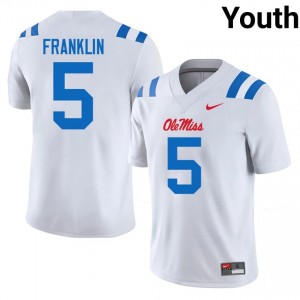 UM Rebels Kam Franklin #5 White Jersey | Premium Embroidery NCAA Football Youth Apparel 58860445