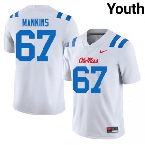 Durable Kane Mankins #67 UM Rebels White Jersey | Youth University Football Embroidery Fan Gear 45823007