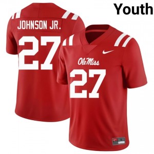 Elite Thread Kervin Johnson Jr. #27 Miss Rebels Red Jersey | Youth University Football Stitch Fan Gear 51175739