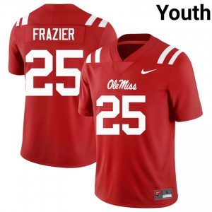 Elite Thread Makhi Frazier #25 Miss Rebels Red Jersey | Youth University Football Stitch Fan Gear 67821488