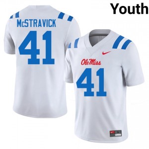 #41 Peter McStravick Ole Miss White Jersey | Elite Embroidery Youth Player Football Gear 36466035