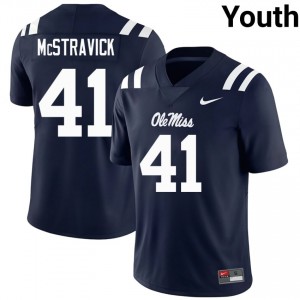 Top-Tier Peter McStravick #41 Mississippi Rebels Navy Jersey | Youth University Football Swen Fan Gear 85228568