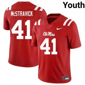 Ole Miss Rebels Peter McStravick #41 Red Jersey | Genuine Stitch NCAA Football Youth Apparel 60428024