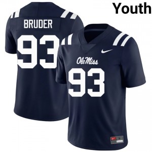 Top-Tier Richie Bruder #93 Ole Miss Navy Jersey | Youth University Football Swen Fan Gear 94110211