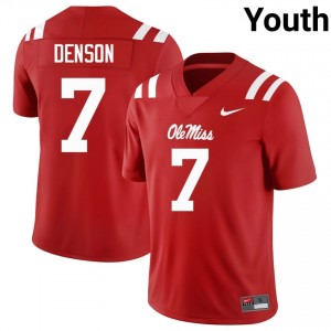 Red Sharif Denson #7 Ole Miss Rebels Jersey | Youth High School Football Moisture Wicking Stitch 55517879