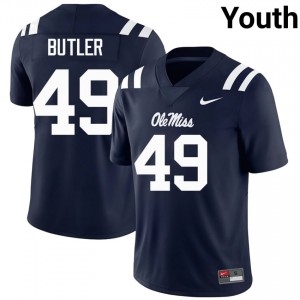 Top-Tier Tah'j Butler #49 Mississippi Rebels Navy Jersey | Youth University Football Swen Fan Gear 21644456