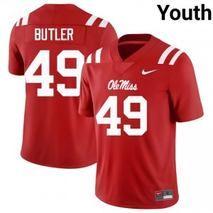 Ole Miss Rebels Tah'j Butler #49 Red Jersey | Genuine Stitch NCAA Football Youth Apparel 97527669