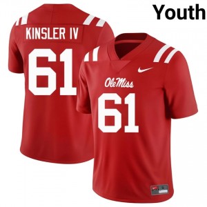 Elite Thread Tommy Kinsler IV #61 Ole Miss Rebels Red Jersey | Youth University Football Stitch Fan Gear 43676801