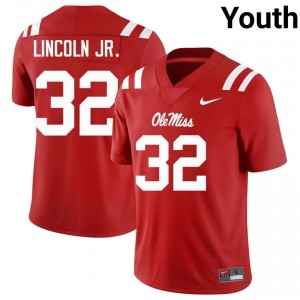 Elite Thread Victor Lincoln Jr. #32 Ole Miss Rebels Red Jersey | Youth University Football Stitch Fan Gear 40599301